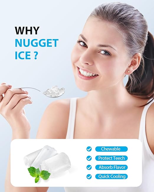 Aeitto Nugget Ice Maker Countertop, Pellet Ice Machine Soft Chewable Ice 40lbs/Day, One-Click Operation, Auto Self-Cleaning Crushed Ice Makers Stainless with Scoop for Home/Kitchen/Office (Grey)