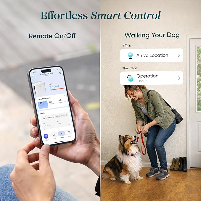 LEVOIT Air Purifier for Home Pets Large Room with Washable Pre-filter, Dual Sensors for Heavy Pet Hair & Allergies, High-Carbon Filter for Dander & Odor, Smart APP Control, Vital Pet White