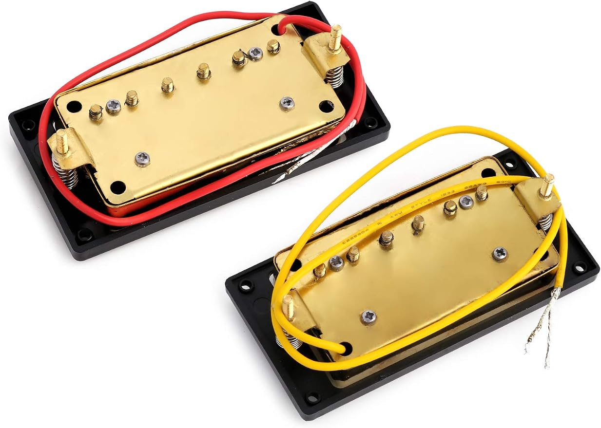 Humbucker Double Coil Pickups Neck and Bridge Pickup Compatible with LP Style Electric Guitar Parts Replacement Gold.