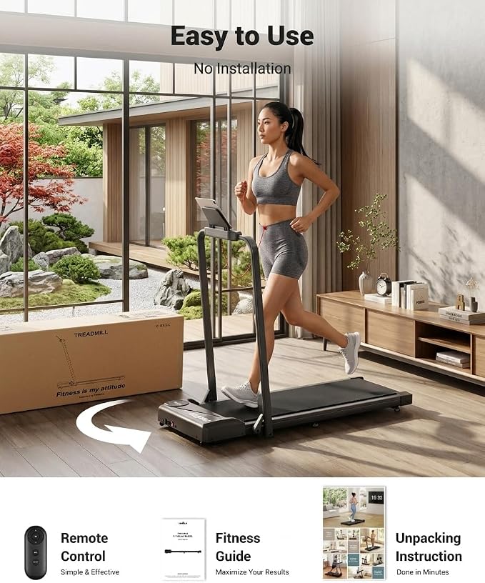 THERUN Walking Pad with Handle Bar, Walking Pad Treadmill for Home, Compact Treadmills with APP, Under Desk Treadmill with 10% Manual Incline, Portable Treadmill with Quiet Core