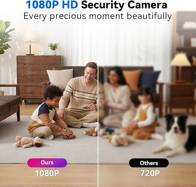1080P HD Wireless Camera Smoke Detector for Home Security with App Control & Motion Detection,WiFi Indoor Security Camera with Night Vision & Loop Recording for Office,Garage,Shop,Pet