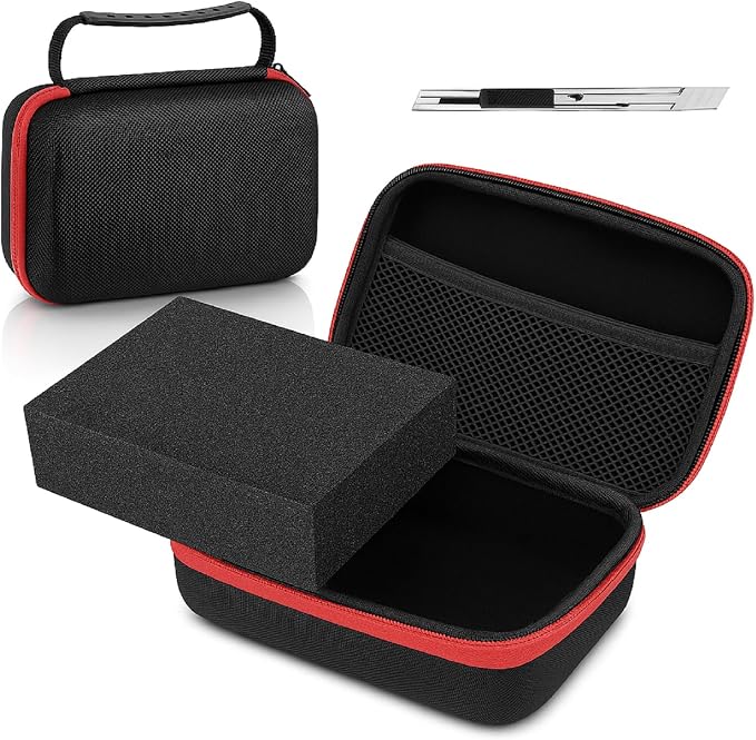 Relaxweex EVA Hard Case with Customizable Foam 12.6 x 8.27 x 3.5 Inch Protective EVA Carrying Case Shockproof Outdoor for Camera, Digital Products, Electronic Instruments with Knife, Black and Red