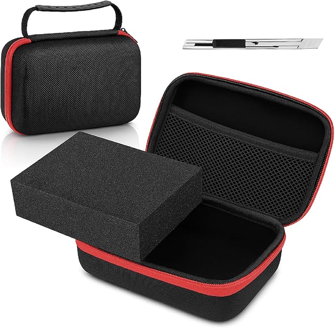 Relaxweex EVA Hard Case with Customizable Foam 11 x 7.8 x 4.3 Inch Protective EVA Carrying Case Shockproof Outdoor for Camera, Digital Products, Electronic Instruments with Knife, Black and Red