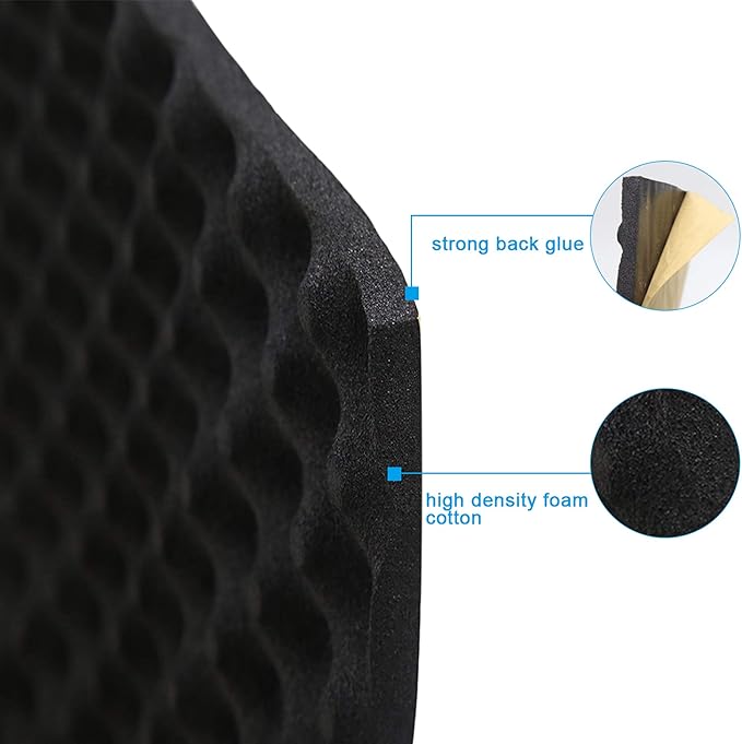 uxcell Car Studio Sound Acoustic Absorption Heatproof Wave Foam Deadener Mat 59.1"x39.4" 16.1sqft