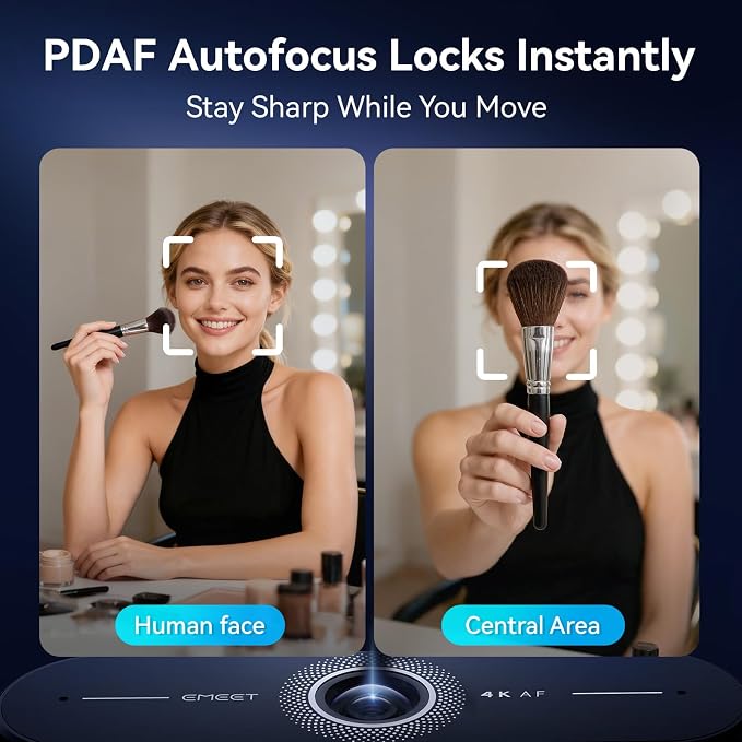 EMEET C60E 4K Webcam for Streaming & Gaming – PDAF Autofocus, Dual Mics, Live Streaming Camera with Auto Light Correction, Plug & Play USB Webcam for PC & Mac