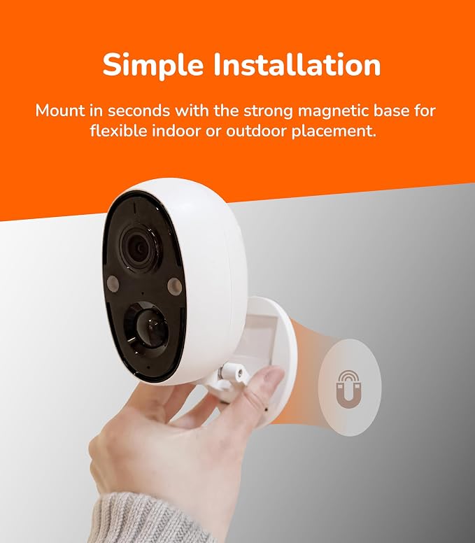 SensForge 2.5K Indoor Outdoor Battery Camera, Dual-Band WiFi, Free AI Human & Pet Detection, 2-Day Cloud + 32GB SD Storage, Spotlight Color Night Vision, Magnetic Mount, Optional AI + Storage Upgrade