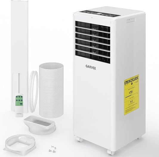 Garvee Portable Air Conditioners 8000 BTU ASHRAE (5000 BTU SACC), Dehumidifier, Fan, Cool for 350 Sq.Ft., Portable AC for Small Space, Remote Control/LED Display/24H Timer/Sleep Mode,Light Grey