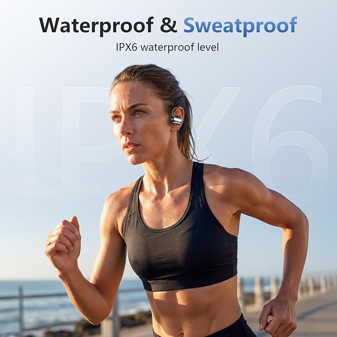 Open Ear Headphones Wireless Bluetooth 6.1, Over Ear Earbuds with Ergonomic Earhooks, 40H Playtime Sports Wireless Earbuds, IPX6 Waterproof Lightweight Running Headphones for Workout, Cycling