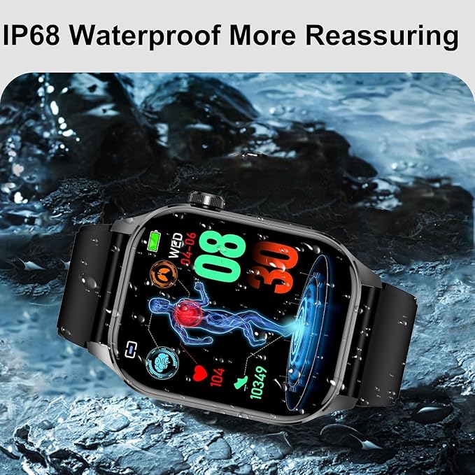Advanced Health Smartwatch for Women Men with Real-Time Monitoring of Heart Rate, Blood Oxygen, Body Temperature, Blood Pressure, Sleep Auality and Stress Levels (Brown)