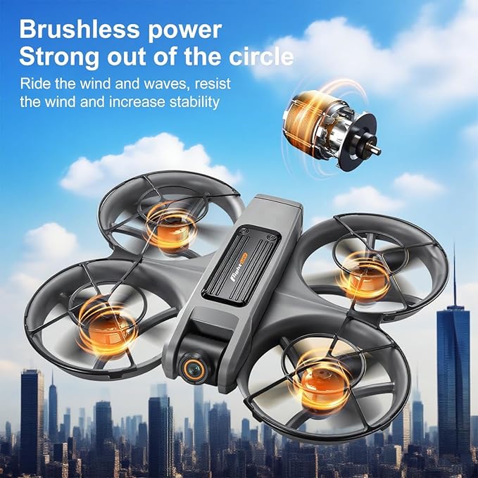 4.5-inch HD Screen Remote Control Drone with 2K Dual Cameras and Brushless Motor, Quadcopter with Propeller Guards, Auto Hover, 3D Flips, Follow-Me Mode, LED Night Lights, Two Batteries for 30 Minutes Flight Time, One-Key Takeoff/Landing — The Ideal Gi...