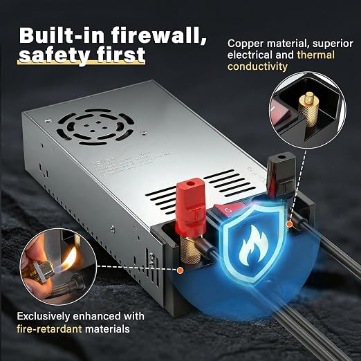 Anbull New Version 110V AC to 12V DC Converter, with ON/Off Switch,Pure Copper Terminals 12V DC Adapter Transformer, Max 50A 600W Power Supply,Upgraded Circuit Board