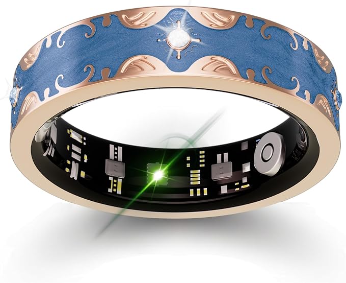 Smart Ring for Women Gift, Fitness & Vital Signs Monitoring, Sleep Tracker/Remote Photography/No Subscription(Blue,10#)
