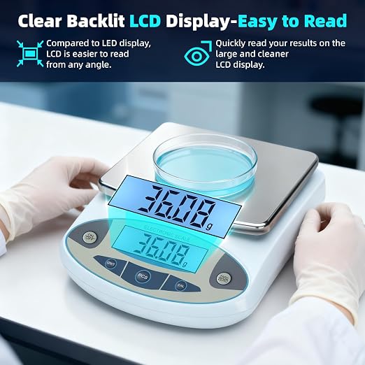 Lab Scale High Accuracy,13 Unit 0.01g High Precision Digital Analytical Balance, Electronic Laboratory Precision Gram Scale Digital Kitchen/Jewelry/Scientific Scale (3000 x 0.01g)