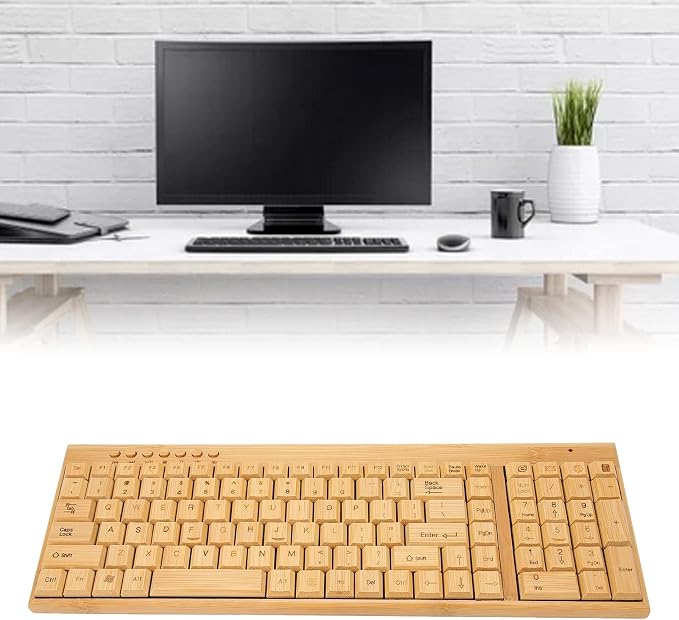 Bamboo Keyboard and Mouse, 2.4GHz Computer Devices with USB Receiver, Optional 1200DPI MouseCompact KeyboardWireless Keyboard and Mouse Combo (Keyboard)