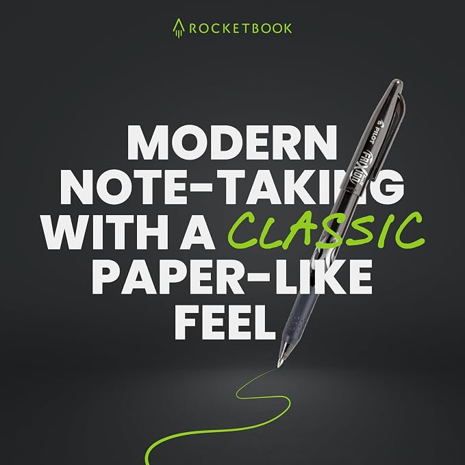 Rocketbook Core Reusable Smart Notebook, Lined Pages For School, Work and Creative Projects, Letter Size 8.5x11, Green - Premium