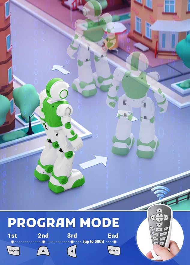Robot Toys for Kids,Programmable Remote Control Smart Walking Dancing Robot Toy with Gesture & Sensing for Age 4 5 6 7 8 9 10 Year Old Boys Girls for Birthday Present,Green