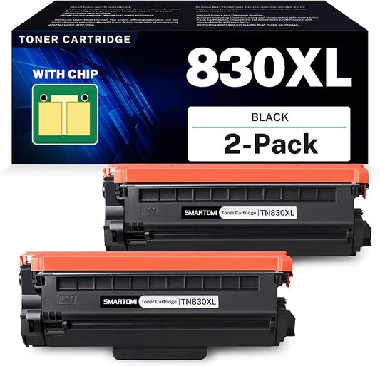 Compatible TN830XL Black Toner Cartridge Replacement for Brother TN830 TN830XL Work with MFC-L2820DW MFC-L2900DW DCP-L2640DW HL-L2405W HL-L2460DW HL-L2420DW HL-L2480DW Printer(2 Pack)
