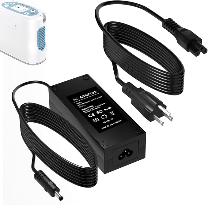 19V Charger/for Lifestyle Rhythm Healthcare P2, E6, E7, P2E6, P2E7, BA-P200, and BA-P201 Portable Oxygen concentrators; P2ACA-1, P2DCA-1, EDAC ED1010C, and EM11012E AC/DC Adapter Power Cords
