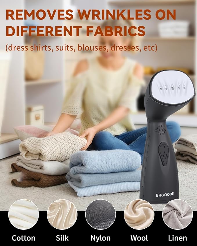 Clothes Steamer Dual Voltage Travel Steamer 110V-220V for Global Use, Travel Essentials Steamer for Clothes Handheld Steam Iron, 1190W Quick Wrinkle Removal, Leakproof, Black