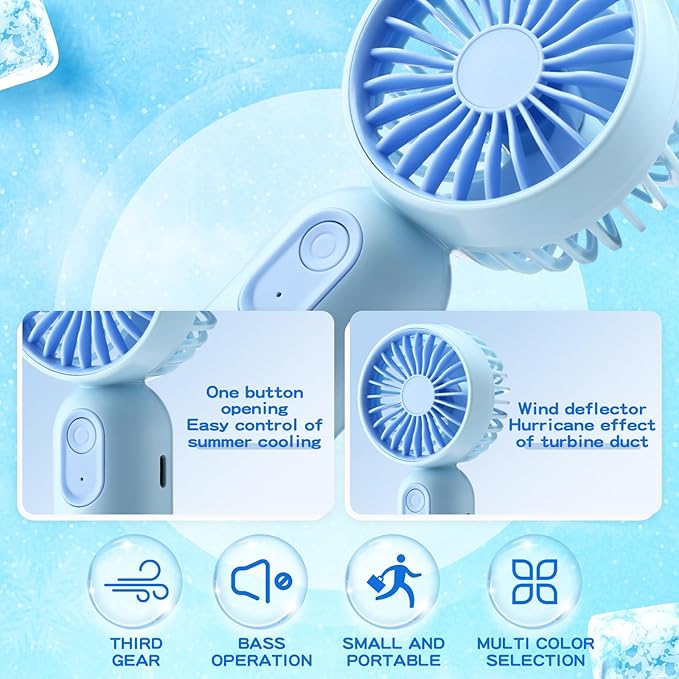 Rossesay 72 Pcs Mini Portable Fan Bulk Cute Handheld Lightweight Small Little Personal Hand Eyelash Fan 3 Speeds USB Rechargeable for Women Men Indoor Outdoor Makeup Travel (Blue)