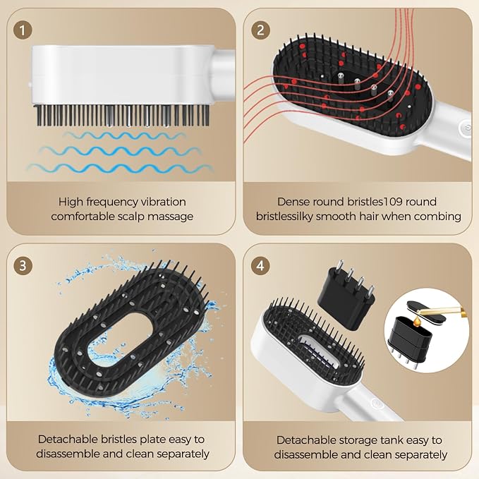 Laser Hair Growth Comb - FDA Cleared 650nm LLLT Red Light Therapy for Thinning Hair Regrowth, Vibrating Scalp Massager Promotes Fuller, Thicker Hair Rechargeable for Men & Women - White