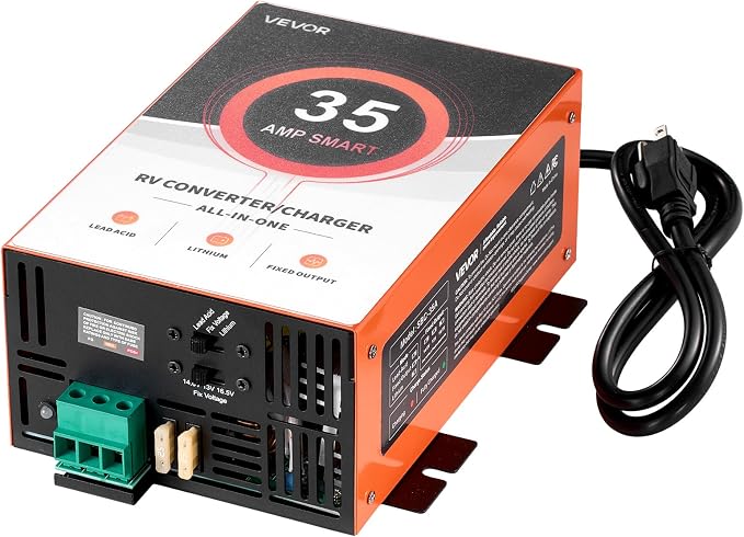 VEVOR RV Power Converter, 35 Amp, 110V AC to 12V DC RV Converter Battery Charger, 4 Stage Smart Charging, 13V to 16.5V Operating Range, Compatible with Lithium Lead Acid Battery, for Camper Trailer