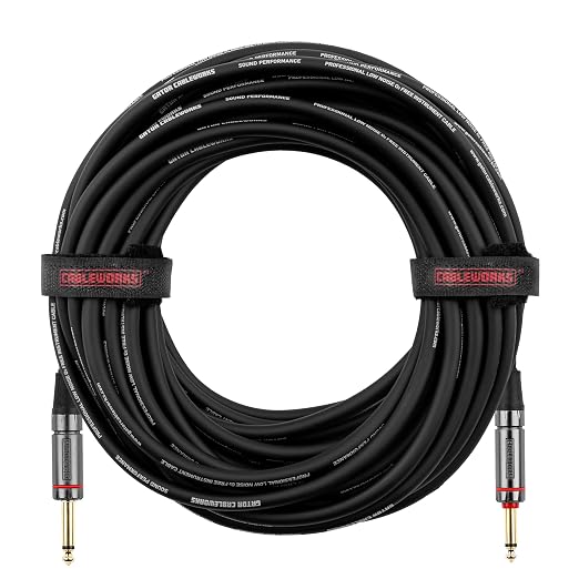 Cableworks By Gator Cases Headliner Series Premium 10 Ft Straight to Straight Guitar Instrument Cable with Quiet Switch Technology (GCWH-INS-10QT)