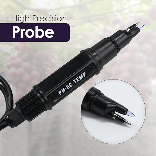 pH Meter for Food 3-in-1 Digital pH EC Temperature Meter with ATC, Food pH Tester for Checking Fermentation/Bread Dough/Sausages, Waterproof pH Probe Meter for Cosmetics, Solid and Soft Soil Sample