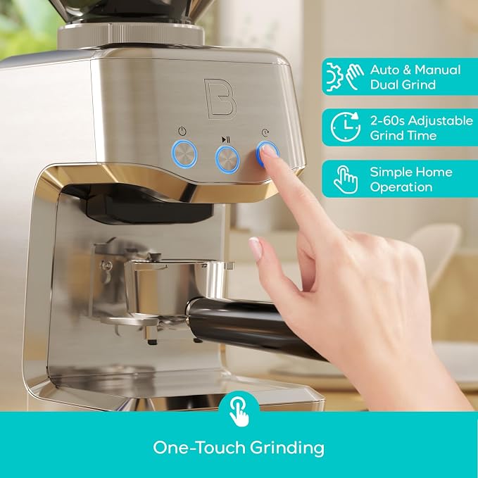 CASABREWS Tornado Basic Conical Burr Coffee Grinder for Home Use, Electric Coffee Bean Grinder with 35 Precise Grind Settings, Stainless Steel