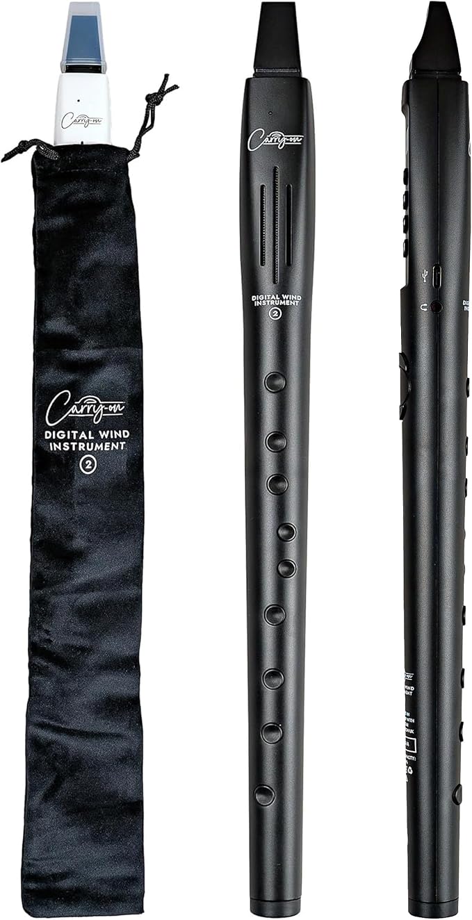 Carry-on Digital Wind Instrument 2 - Lightweight and Rechargeable - 10 Instrument Voices - Built-In Speaker and MIDI over Bluetooth Connectivity for Performances and Practice Anywhere - Black