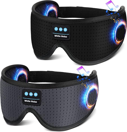 Sleep Headphones, White Noise Bluetooth Sleep Mask 3D Breathable Wireless Eye Mask for Timing, Sleep Mask with Bluetooth Headphones for Side Sleepers Travel Yoga,Cool Gadgets for Women Man