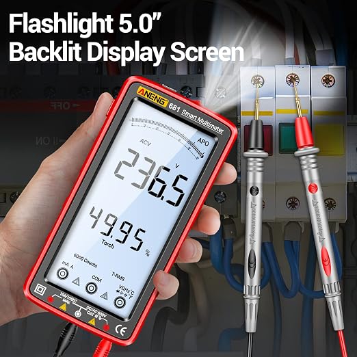 ANENG Digital Multimeter Tester Auto-Ranging TRMS 6000 Counts Voltmeter Smart Rechargeable Meter Measures AC/DC Current,NCV,Voltage,Ohm,Amp,Resistance,Diodes,Countinuity,Capacitance,Temperature