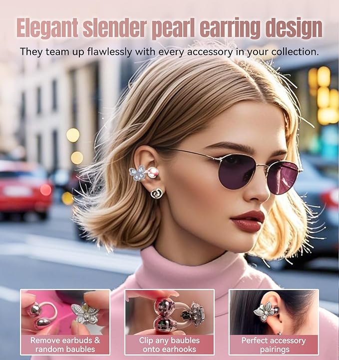 King Lucky Next-gen Clip on Earbuds Open Ear Wireless Bluetooth 6.0 Headphones with Mic,50H Play,ENC,IPX5 Waterproof,Sports Ear Buds,Comfortable for Small Ears&Fitness,Running (LED Display, Pink)