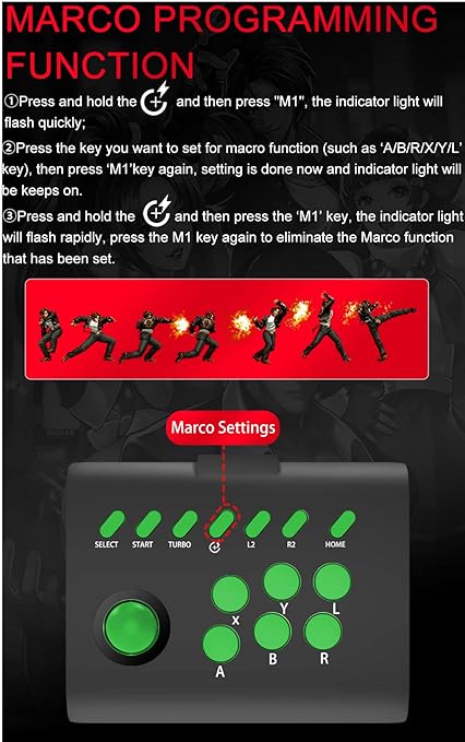 arVin Arcade Fight Stick Joystick Game Controller for iPhone iOS Android PC Fighting Stick for Nintendo Switch/PS3/PS4 Arcade Rocker Gamepad with Turbo & Marco for Emulators/Cloud/PS Remote Play/Steam