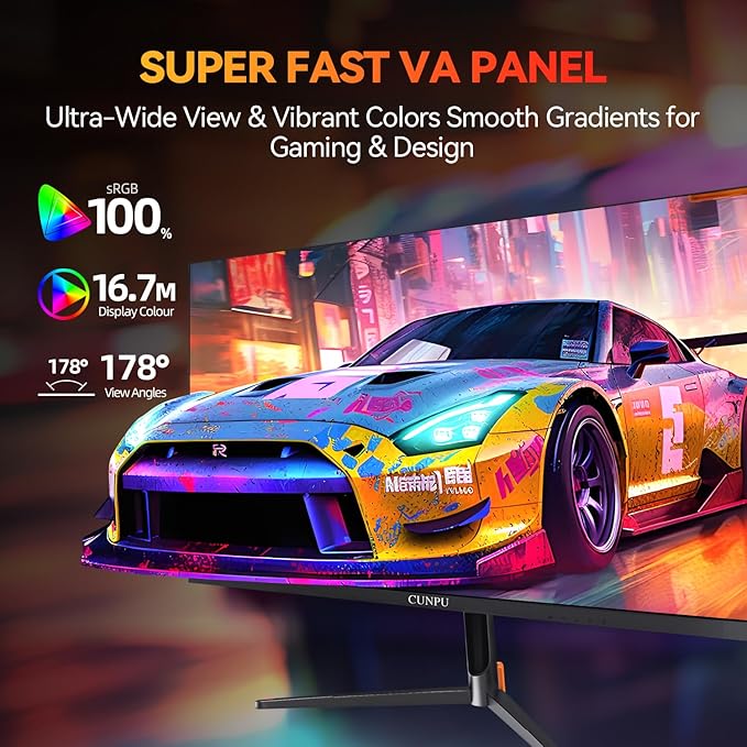 CUNPU 24 Inch 240Hz Gaming Monitor, 1080p FHD, Fast VA Panel, 1ms Adaptive Sync, Ultra Slim Frame, 16.7M Colors, sRGB 100%, HDMI 2.1 & DP 1.4, VESA, Eye Care, for PS5, Xbox, Gaming Computer Monitor