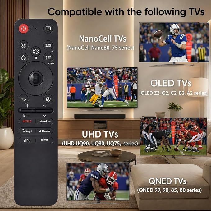 for LG Smart TV Remote, Magic Control with Voice and Pointer Function, Compatible with 2019-2025 LG WebOS, OLED, QNED, NANOCell, 4K, 8K, for AN-MR25GA/MR24GA/MR23GA/MR22GA/MR21GA,2-Year Warranty.