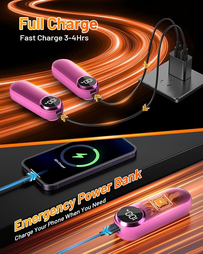 Rechargeable Hand Warmers 2 Pack - Magnetic AI Electric Hot Hands with LED Light, 3 Heat Settings Double Sided, 15H Battery Life, Portable Electric Heater for Outdoor，Hunting Camping ， Christmas Gifts