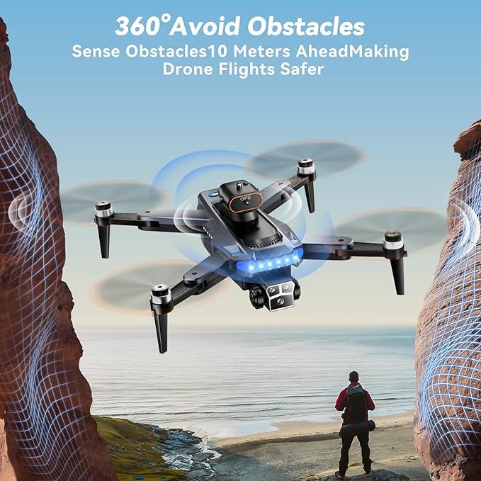 Drones with Camera for Adults 4K, GPS Follow Me Drone That Follows You, Under 249g Foldable Mini Drone with Brushless Motor, Obstacle Alert, 3 Batteries 54 Mins Flight - HYTOBP P17(Age 14+,Black)