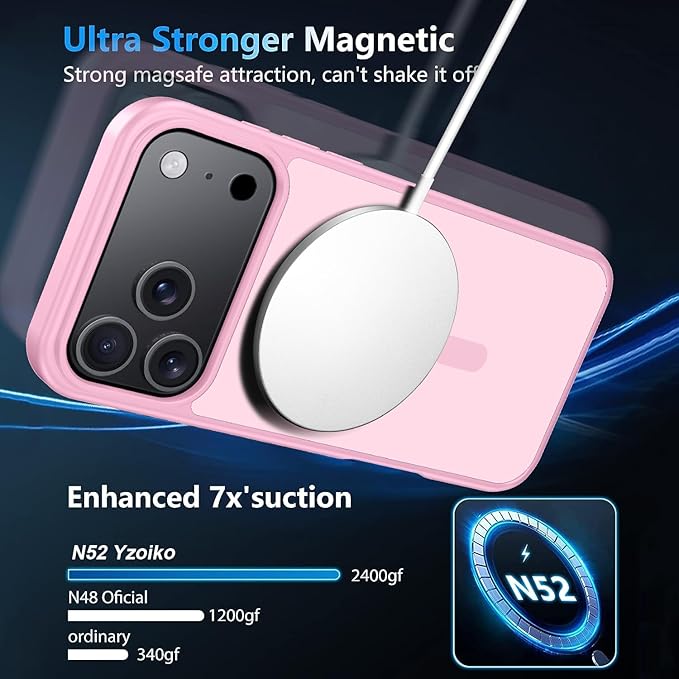 for iPhone 17 Pro Max case with Camera Lens Protector [10Ft Military-Grade Protection] Compatible with fit MagSafe Shockproof Cover Phone case for iPhone 17 Pro max 6.9 inch,Light Pink