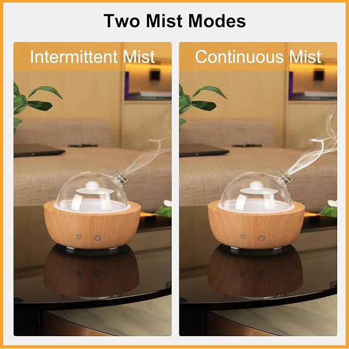 200ml Glass Essential Oil Diffusers for Home, Wood Grain Base Humidifier, Bluetooth Speaker,2025 Upgrade Aromatherapy Diffuser,Aroma Diffuse with Music Player