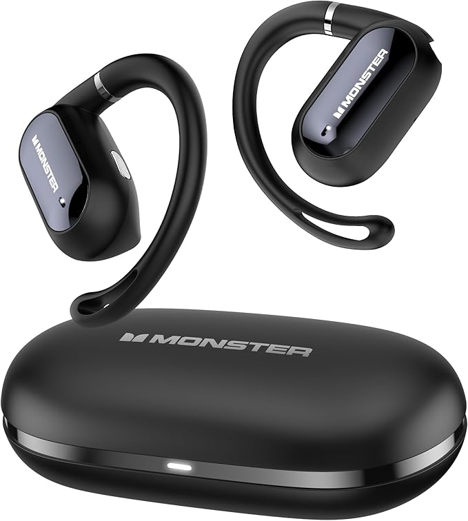 Monster Open Ear AC322, Bluetooth 5.4 Headset, 36H Battery Life, IPX5 Waterproof, Clear Communication, Ergonomic Design, Ear Angle Adjustable, Not Easy to Fall Off Wireless Bluetooth Headset.