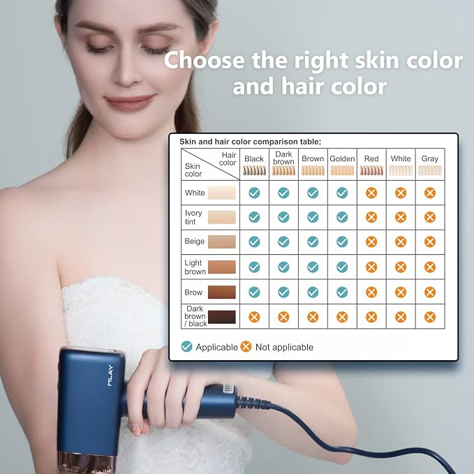 MLAY IPL Hair Removal Device, Ice Cooling Protection Laser Permanent Whole Body Hair Remover for Home Use Women and Men (Bule)