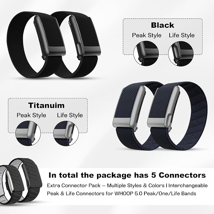 DADO Multi-Pack Wrist Bands Compatible with Whoop 5.0, Peak, One & Life MG – Hydroknit Nylon, Sport Silicone, Premium Nylon – Replacement Straps with Hook, Clasp, Quick Link Slider