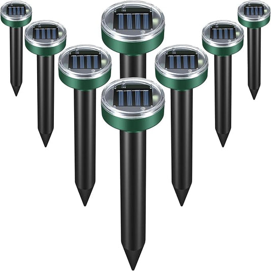Mole Repellent for Lawns - Gopher Repeller Ultrasonic Solar Powered Vole Repellent Outdoor Waterproof Rat Deterrent Spikes Repellent Snake,Chipmunk,Groundhog,Sonic Mole Stakes for Garden,Yard