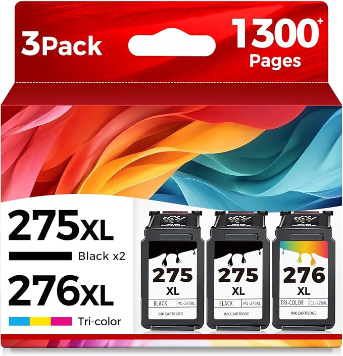 Ubinki 275XL 276XL Compatible Ink Cartridge Replacement for Canon 275 276 PG-275 CL-276 XL PG275 CL276 (2-Black, 1-Color, 3-Pack) Work with TS3522 TR4720 TS3520 TS3500 TR4700 TS3500 Printers