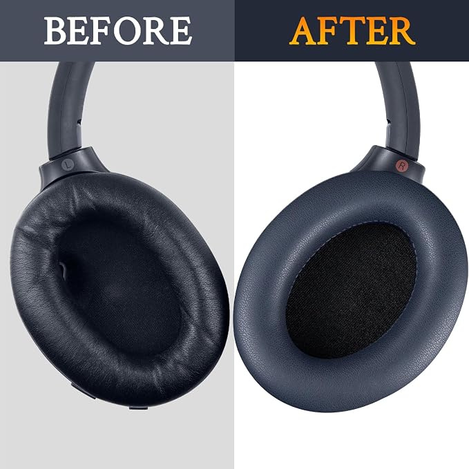 SOULWIT Ear Pads Cushions + Headband, Replacement Kit for Sony WH-1000XM4 (WH1000XM4) Over-Ear Headphones, Replacement Headstrap Pad & Earpads Repair Part - Navy Blue