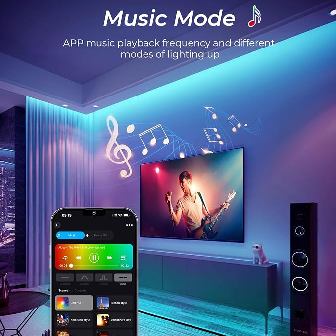 RGB COB Led Strip Light 32.8ft, 5760 LEDs 10mm Width, Led Light Strip Color Changing Music Sync, 24V Smart Led Strip for TV Led Backlight, Room Decor(Without Adapter&Controller)