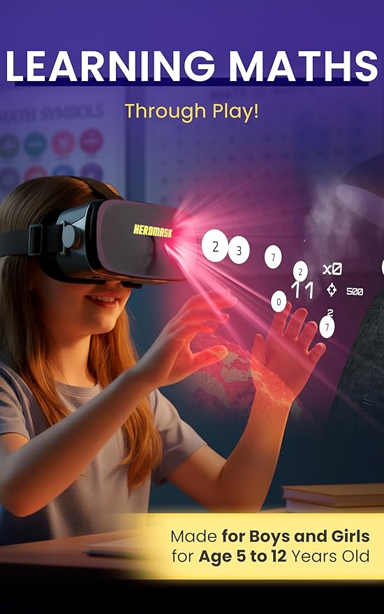 HeroMask VR Headset ＋ Math Games — Gift for Kids 5–12 — Multiplication, Times Tables, Addition, Mental Math & More | Award-Winning Virtual Reality Educational Toy for Birthday or Christmas