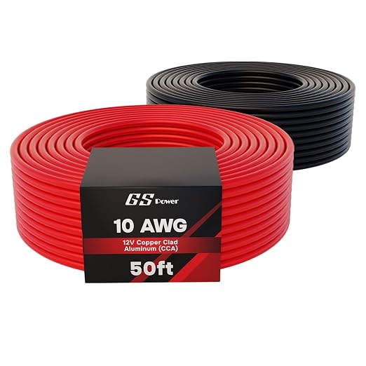 GS Power 100ft CCA 10 Gauge Wire Automotive, Red and Black-50ft per Roll, 10 AWG 12v, Flexible Speaker Electrical Wire Low Voltage Primary for Car Stereo Audio Trailer Harness Hookup Wiring DIY