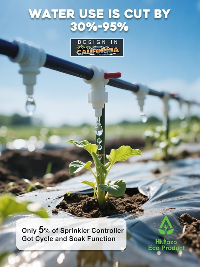 Outdoor Smart Sprinklers Controller 2.4GHz WiFi, Irrigation Controller Easy Use App Enabled, 16 Zones + 16 Plans, Save Water Auto Skip Rain, Freeze & Wind, 10 Minutes Install